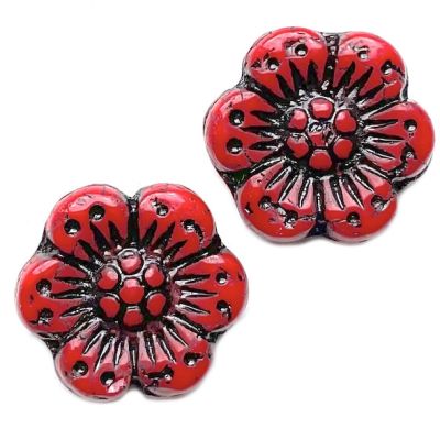 GL6481 12mm Red & Black Flower