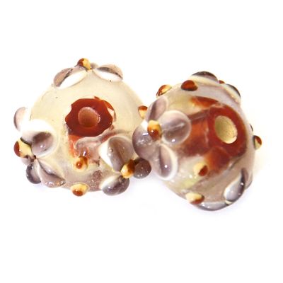 GL6642 Sunrise Stripe Bead with Lilac Flower Decoration