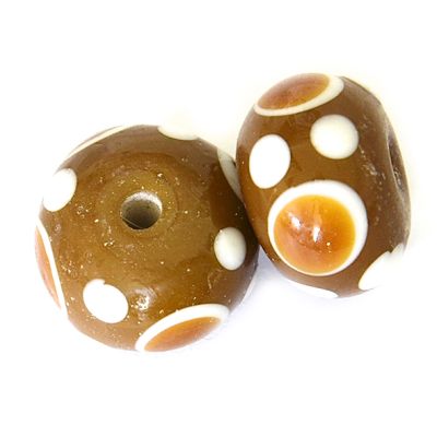 GL6646 Caramel Dot Rondelle Bead