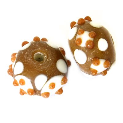 GL6649 Caramel Dot Rondelle Bead