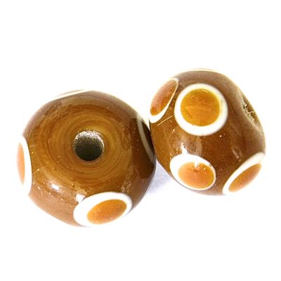 GL6650 Caramel/Toffee Dot Rondelle Bead