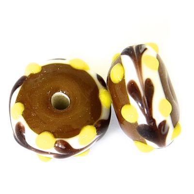 GL6652 Feathered Toffee Rondelle Bead