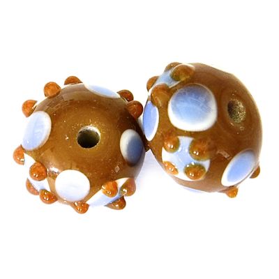 GL6653 Pale Blue/Toffee  Rondelle Bead