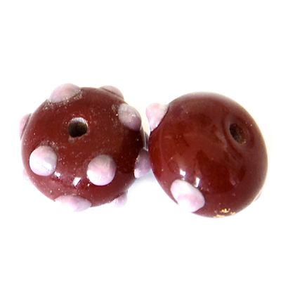 GL6661 Pink on Plum Rondelle Bead