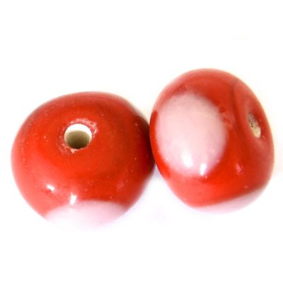 GL6662 Pink on Red Rondelle Bead