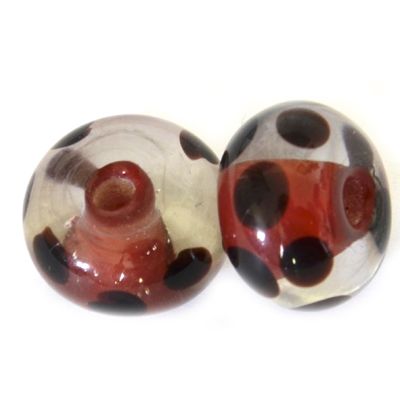 GL6663 Black Dotty Red Rondelle Bead
