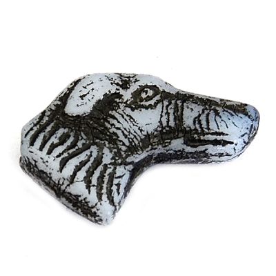 GL6702 Grey and Black Dogs Head Bead