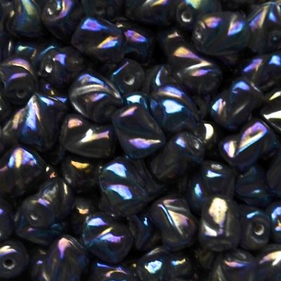 GLx0946 8x6mm Scarab Blue/Black Twisted Tube