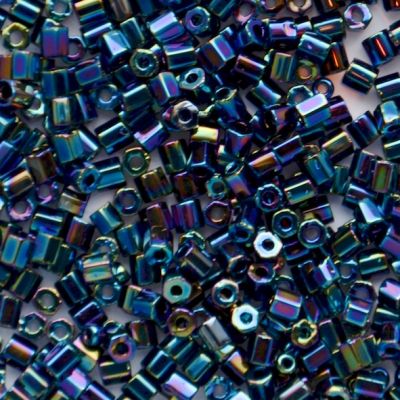 HEX759 Black AB Size 8 Hex Beads