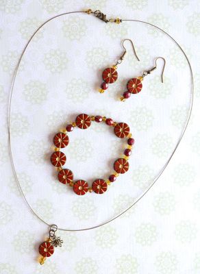Margarita Necklace, Bracelet & Earrings Bead Pack Garnet & Gold