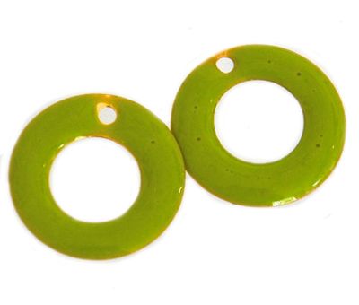 MB437 15mm Apple Double-Sided Enamelled Brass Circle Link