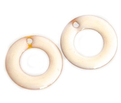 MB439 15mm White Double-Sided Enamelled Brass Circle Link