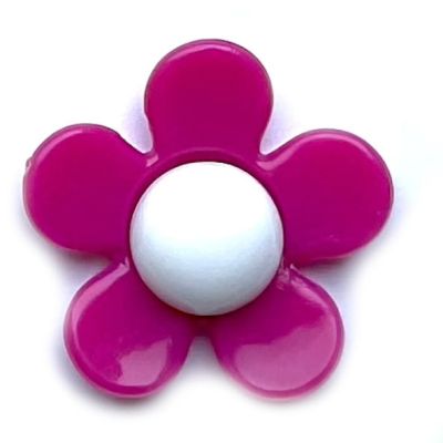 PB217 28mm Acrylic Magenta and White Flower Bead