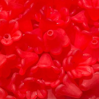 PB252 Red 12x14mm Fuchsia Flower Bead