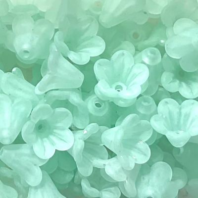 PB254 Eau de Nil 12x14mm Fuchsia Flower Bead