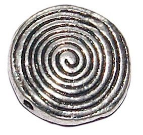 MB083 20mm metal disc with spiral and black decoration