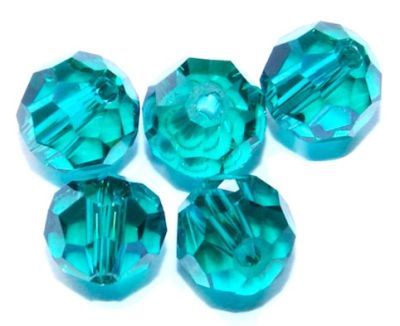 CCR608 6mm Dark Teal  Cut Crystal Round