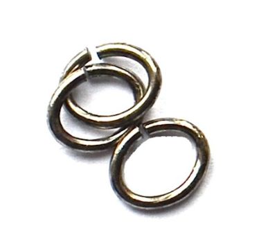 FN068 6x4.5mm Grey Black Oval Jumprings