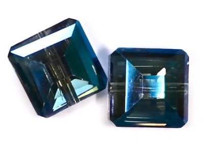 CC1035 14mm Scarab Blue Cut Crystal Square