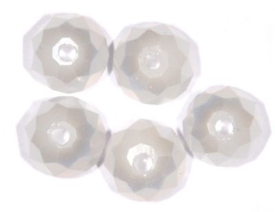 CC1302 6x8mm Faceted White Pearl Lustre Rondelle