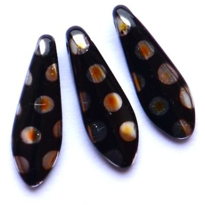 GL4010 15x5mm Black Spotty Dagger Bead