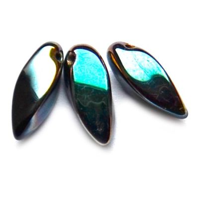 GL4050 12x6mm Black AB Twisted Drop