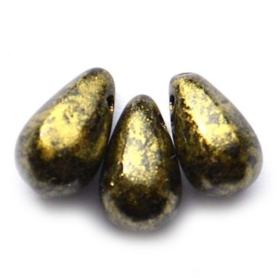 GL4117 10x6mm Old Gold Top Hole Metallic Drop