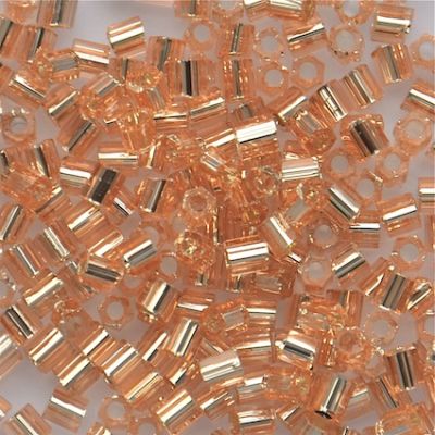 HEX861 Silver Lined Peach Size 8 Hex Beads
