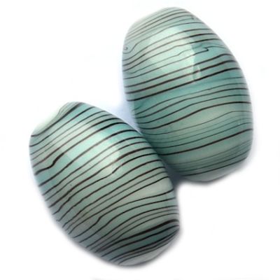 GL5073 20x12mm Stripy Blue/Grey Oval