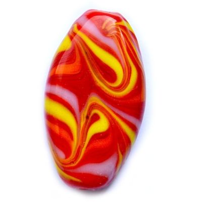 GL5117 28x16mm Multi Stripe on Orange Flat Oval