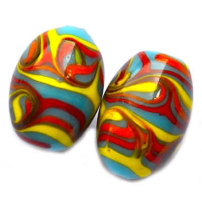 GL5120 20x12mm Multi Stripe on Turquoise Oval