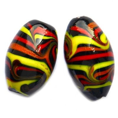 GL5121 20x12mm Multi Stripe on Black Oval