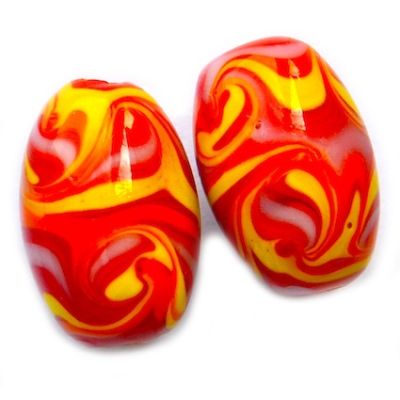 GL5124 20x12mm Multi Stripe on Orange Oval