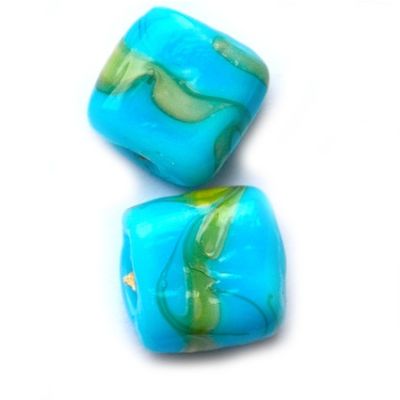 GL5146 12mm Turquoise Swirl Flat Square