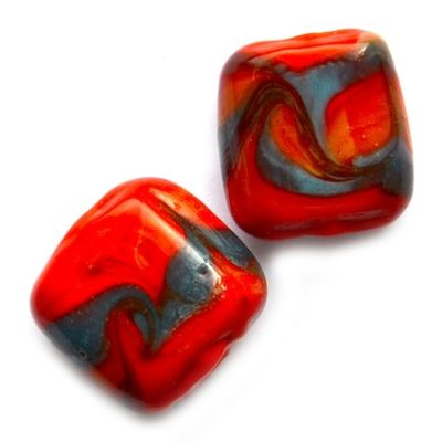 GL5147 12mm Red Swirl Flat Square