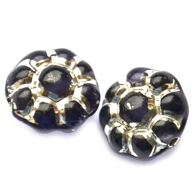 GL5349 18mm Dark Tanzanite Silver Edged Flower Disc