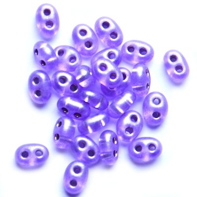 TW082 Silver Lined Pearl Tanzanite Twin Bead