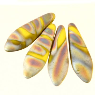 GL5593 15x5mm Yellow/Grey Marbled Dagger Bead