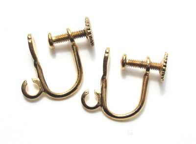 FN005 Pair of Gold Screw on Fitting with Flat Pad