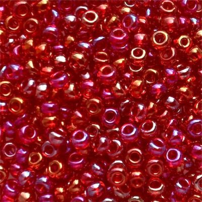 RC159 AB Transparent Red Size 8 Seed Beads