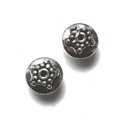 SS029 6x5mm Indian Silver Tyre w Embossed Flower Pattern