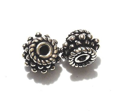 SS034 7x5mm Indian Silver Collared Bicone