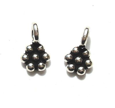 SS046 5mm Indian Silver Beaded Flower Drop
