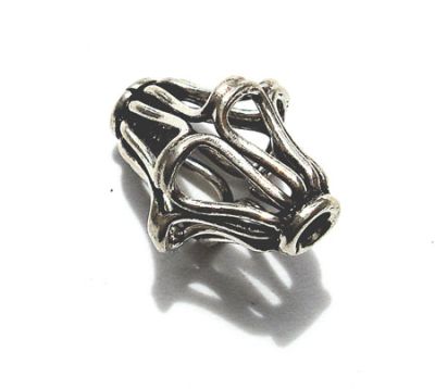 SS073 15x12mm Indian Silver Openwork Bicone