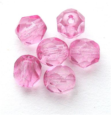FG628 6mm Damask Rose Pink Facet