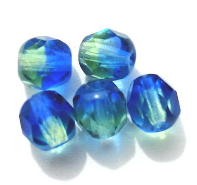 FG664 6mm Blue Green Atlantic Facet