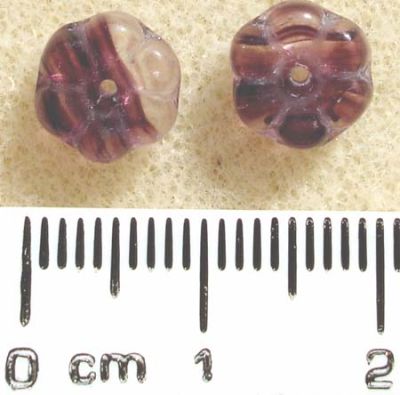 GL0786 9x4mm Purple / Clear Flower
