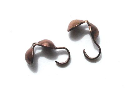 FN061 Pair of Antique Copper Calotte Crimps with Hook