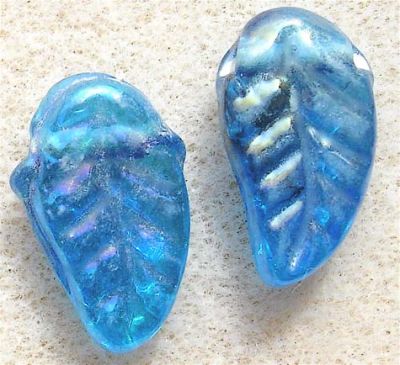 GL0065 16x9mm Turquoise AB CR Leaf