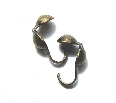 FN061 Pair of Burnished Gold Calotte Crimps with Hook